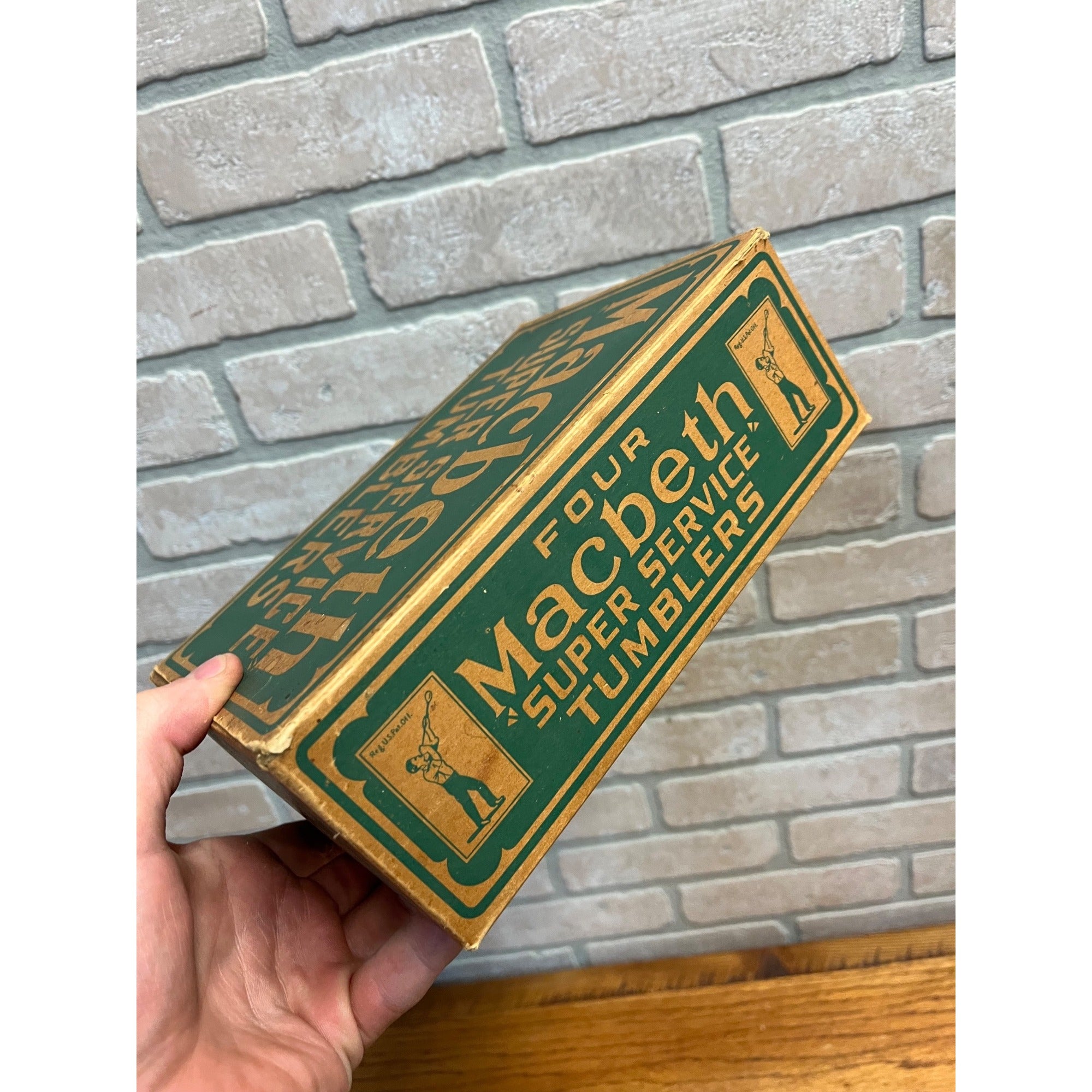 Vintage MacBeth Evans 1930s Pink Depression 4" Paneled Flat Tumbler Set 4 w/ Box