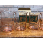 Vintage MacBeth Evans 1930s Pink Depression 4" Paneled Flat Tumbler Set 4 w/ Box