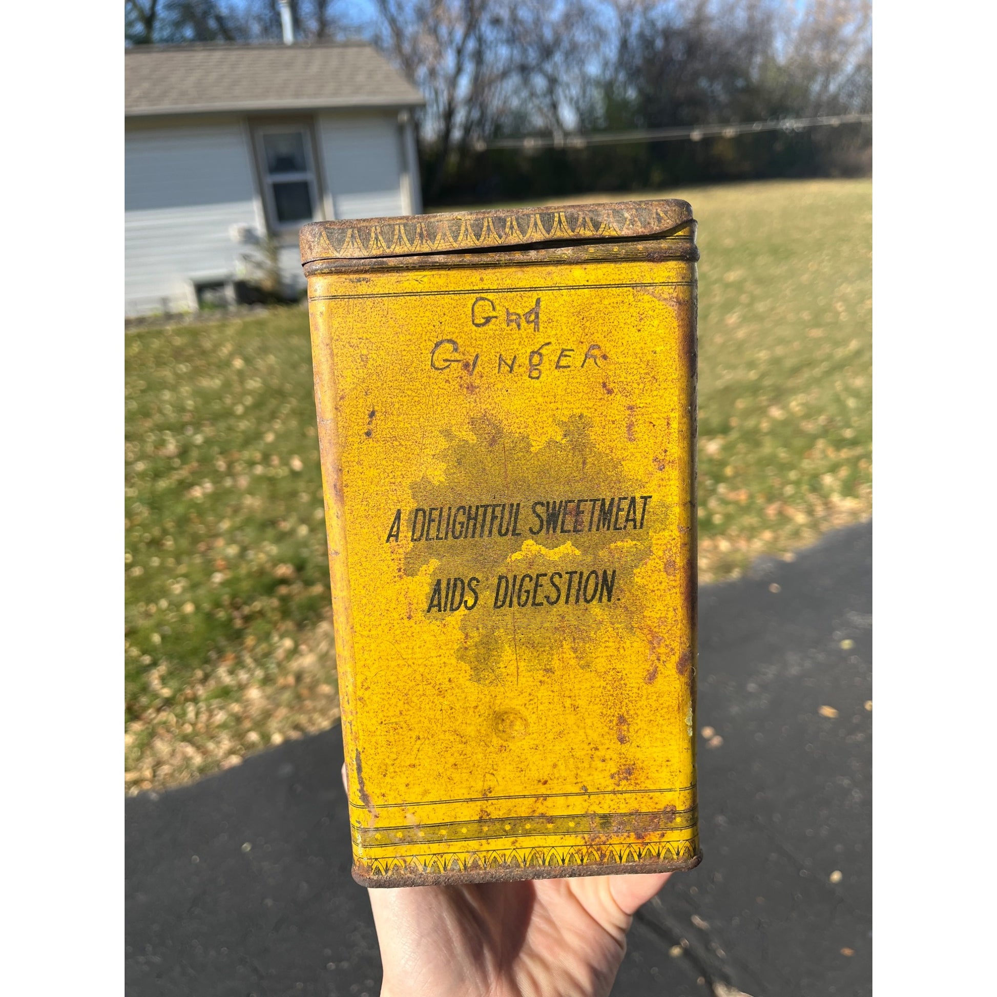 Vintage E.C. Rich New York Canton Ginger Large Spice Tin Advertising Yellow