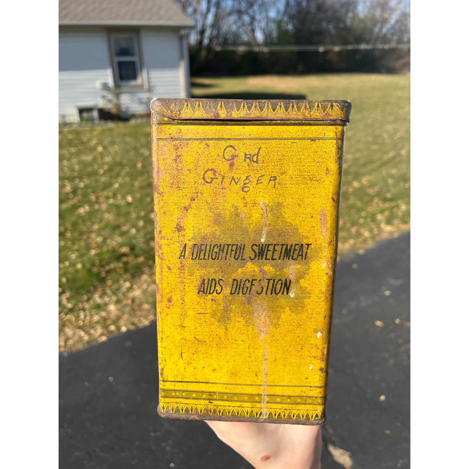 Vintage E.C. Rich New York Canton Ginger Large Spice Tin Advertising Yellow