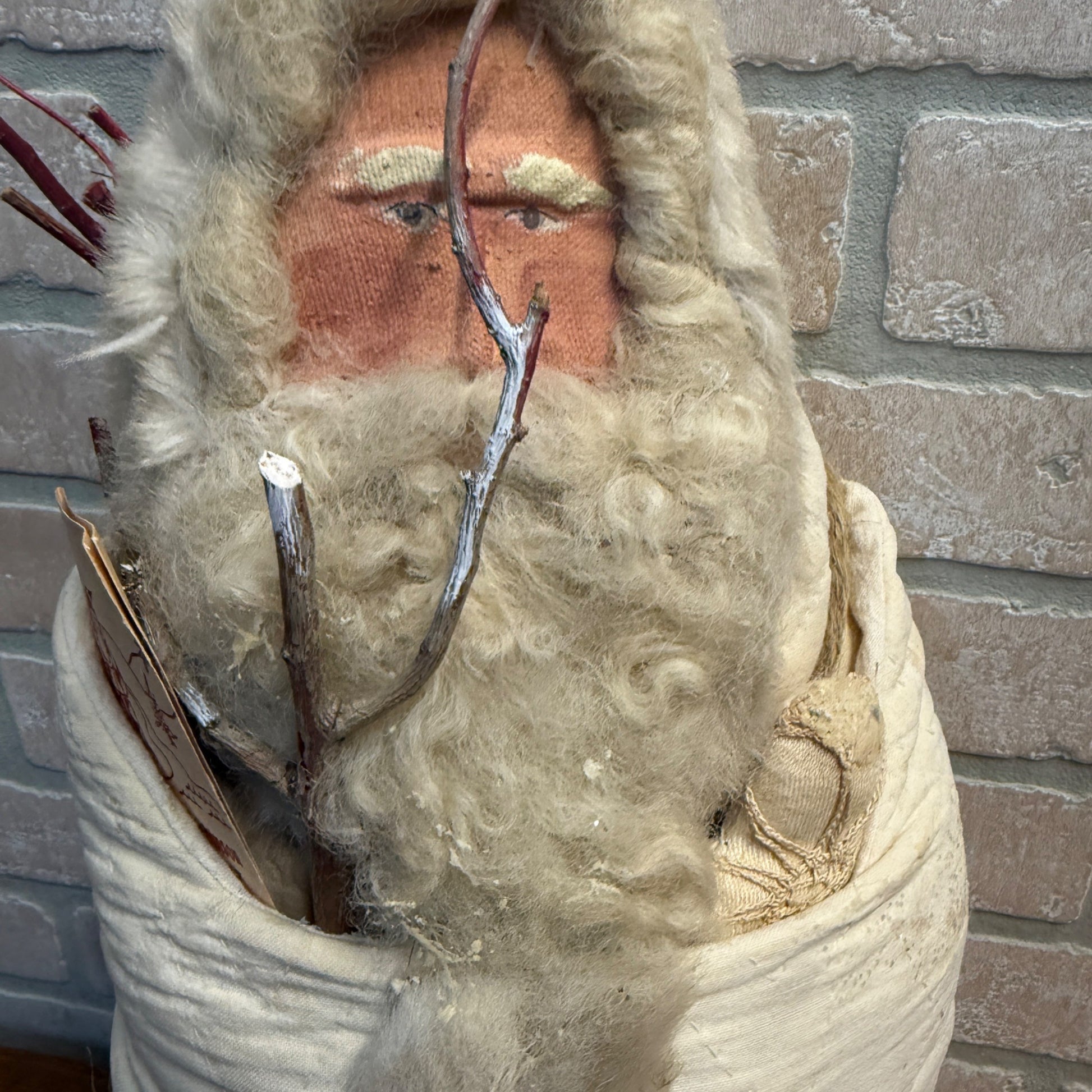 1990 Father Frost Christmas Santa Folk Art Handmade Artist Chris Robinson White