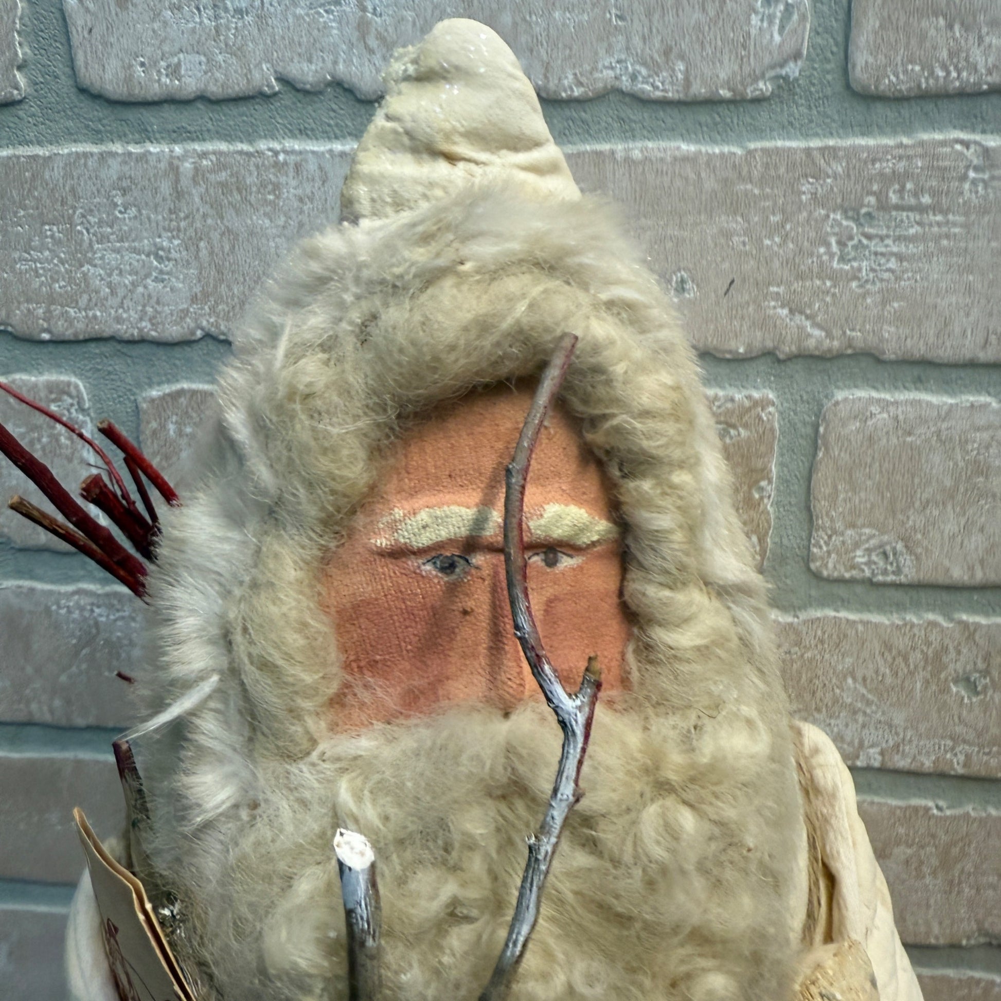 1990 Father Frost Christmas Santa Folk Art Handmade Artist Chris Robinson White