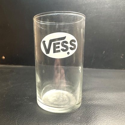 Vintage Vess Cola White 4" ACL Soda Fountain Glass Advertising