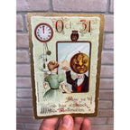 Woman, JOL Headed Man In Mirror, Gottschalk Hofmann 2097 Halloween EMBO Postcard