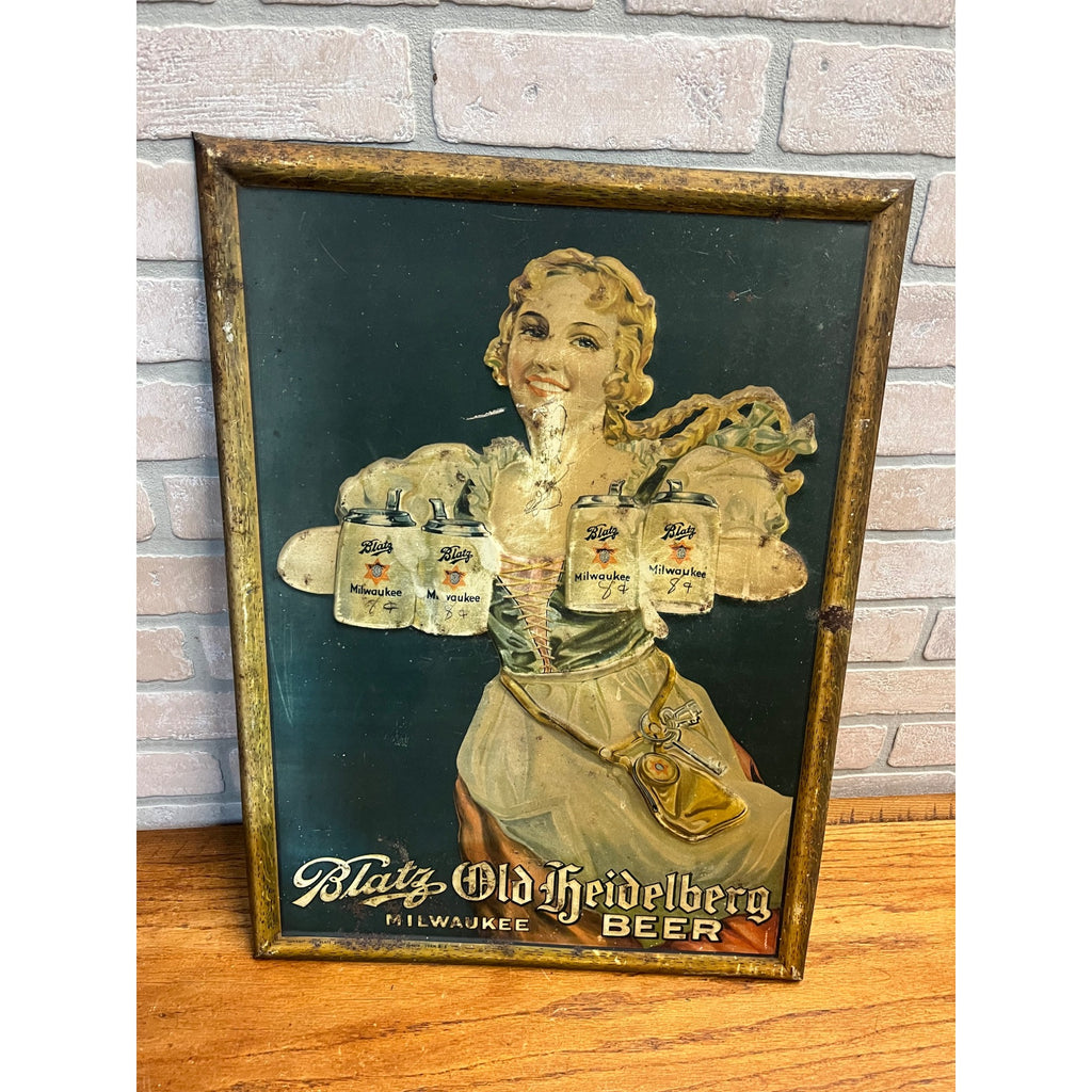 Vintage 1930s Blatz Old Heidelberg Milwaukee Beer TOC Sign