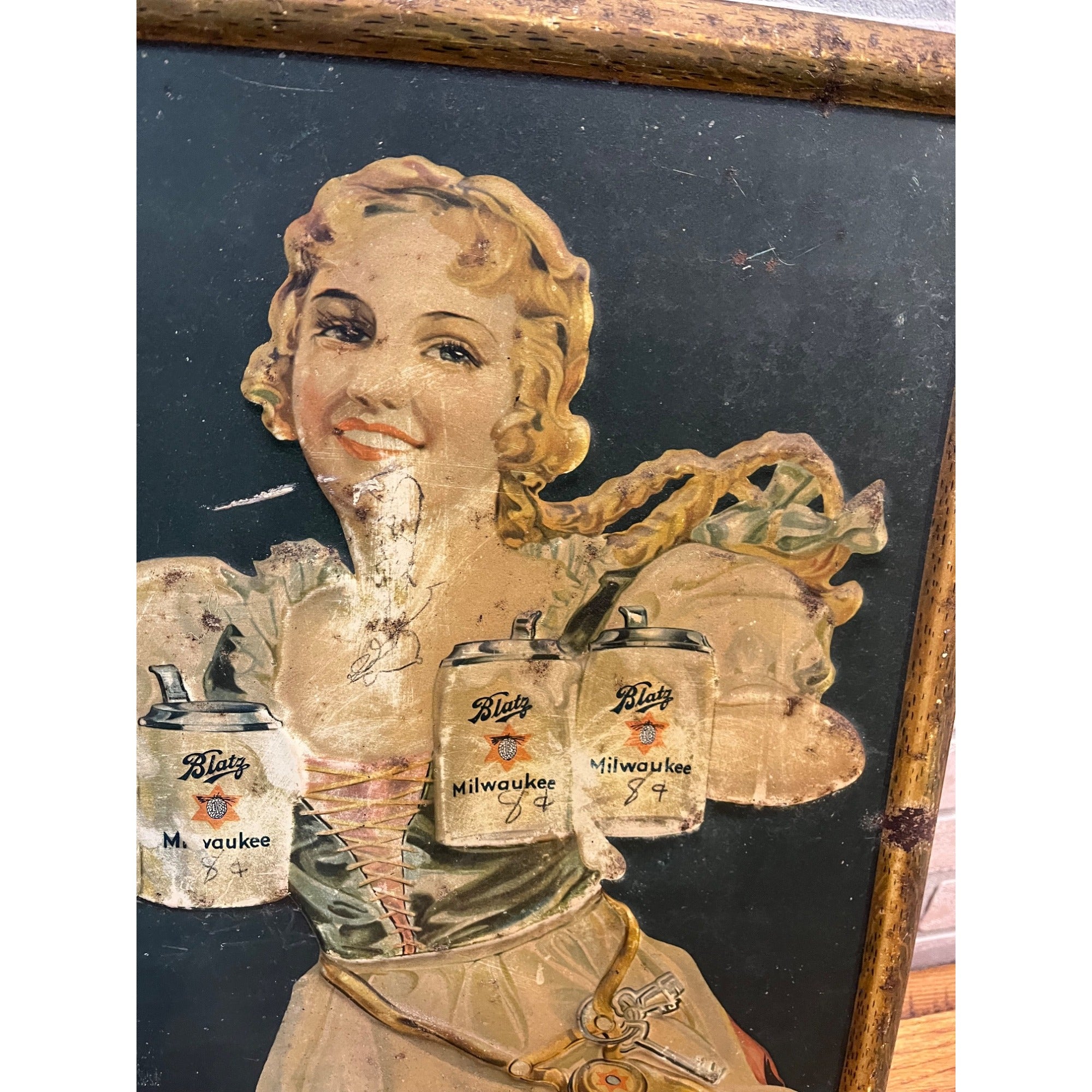 Vintage 1930s Blatz Old Heidelberg Milwaukee Beer TOC Sign