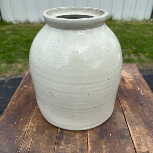 Antique White Stoneware 2 Gallon Crock Primitive