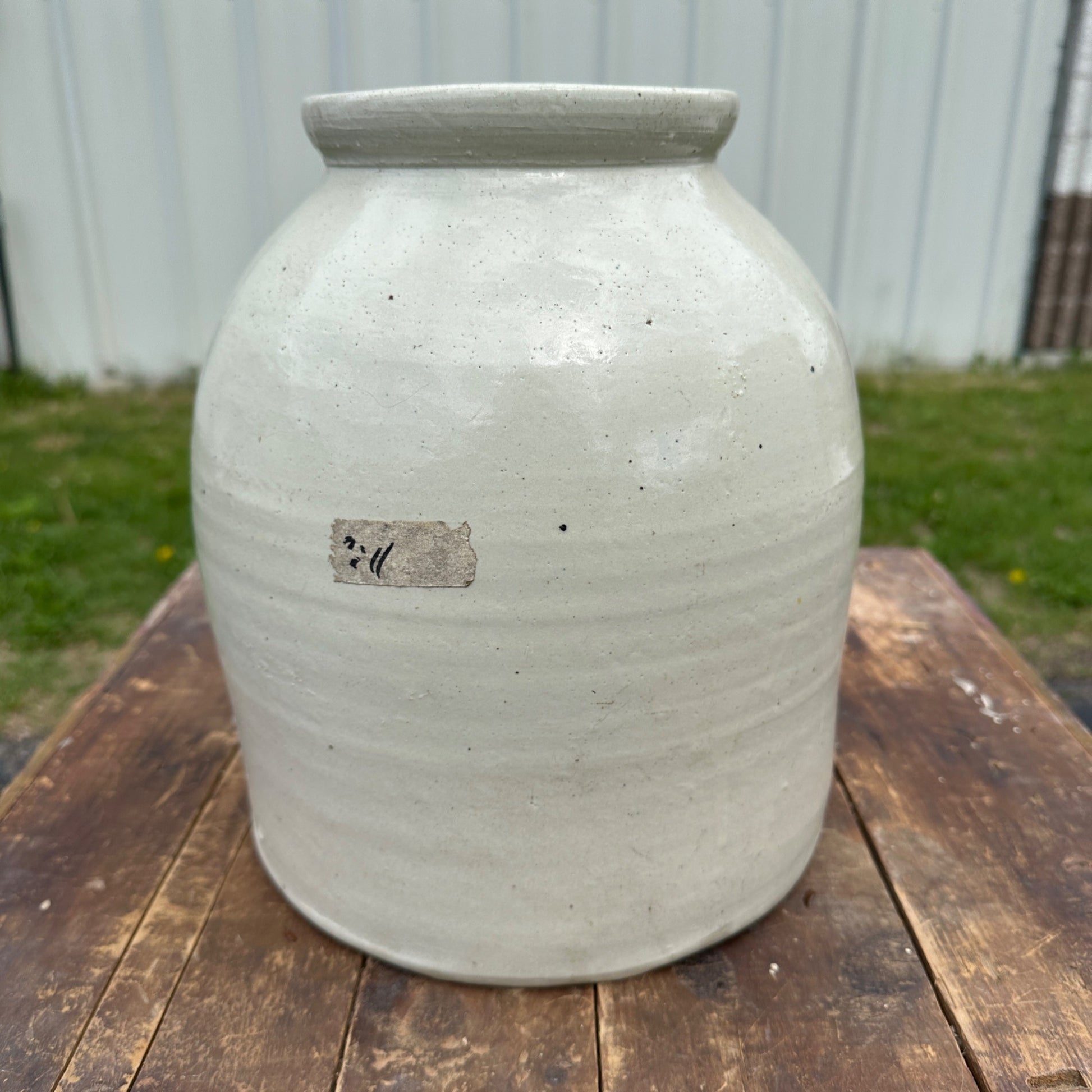 Antique White Stoneware 2 Gallon Crock Primitive