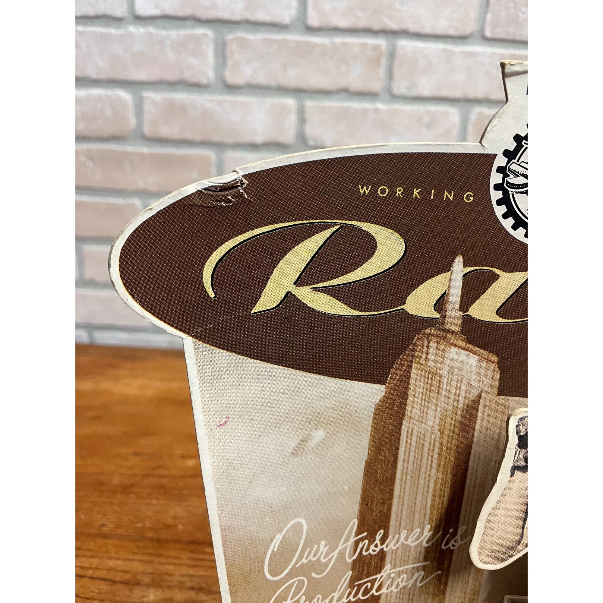 Vintage 90s Iron Age Radio Denim Advertisign Workwear Store Display Sign