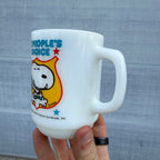 1980 Peanuts Snoopy "The People's Choice" Anchor Hocking Fire King Glass Mug