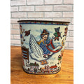 Vintage Weibro Metal Child's Mother Goose Nursery Rhymes Trash Can Waste Basket