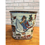 Vintage Weibro Metal Child's Mother Goose Nursery Rhymes Trash Can Waste Basket