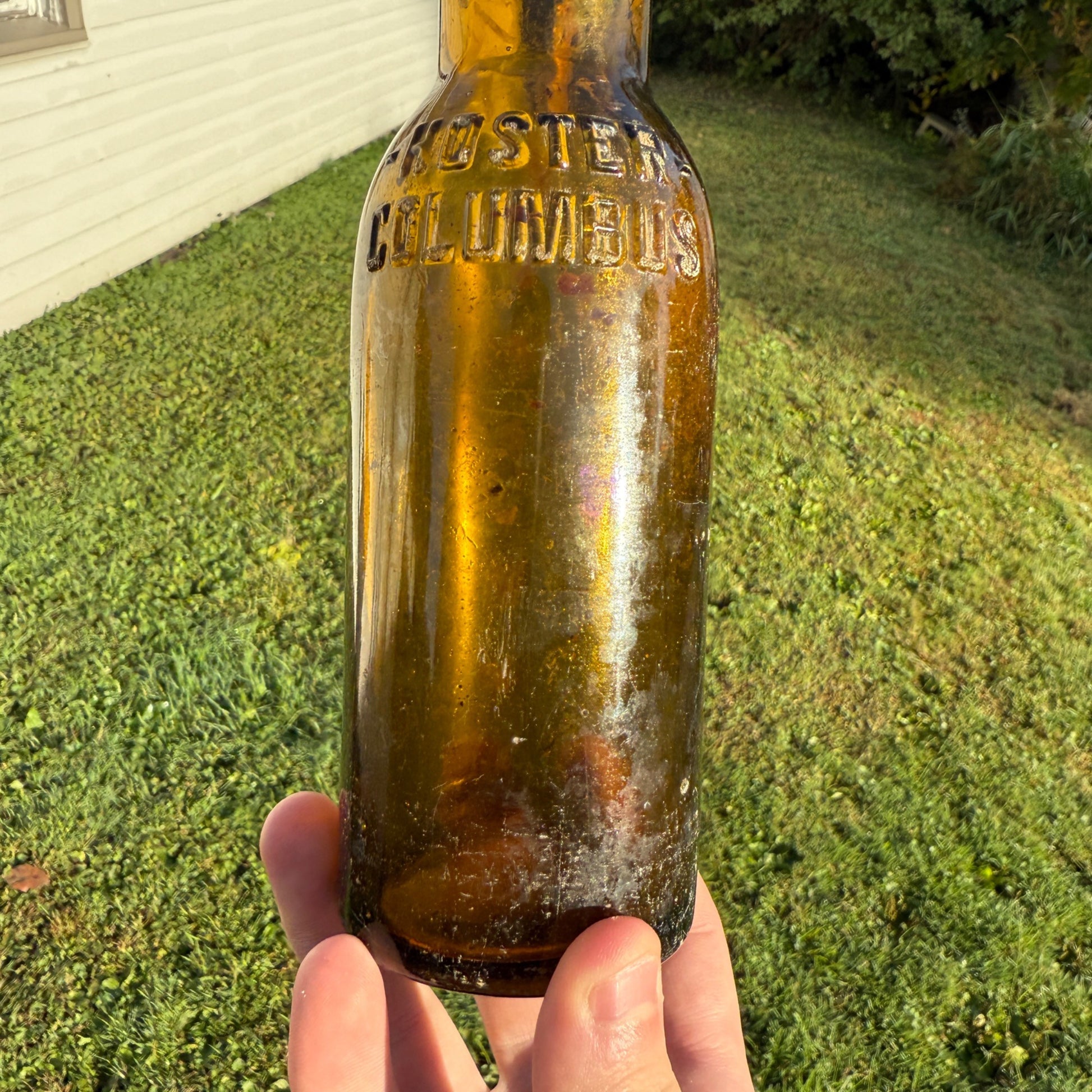 Vintage Hoster Columbus Amber Yellow Beer Bottle 12oz