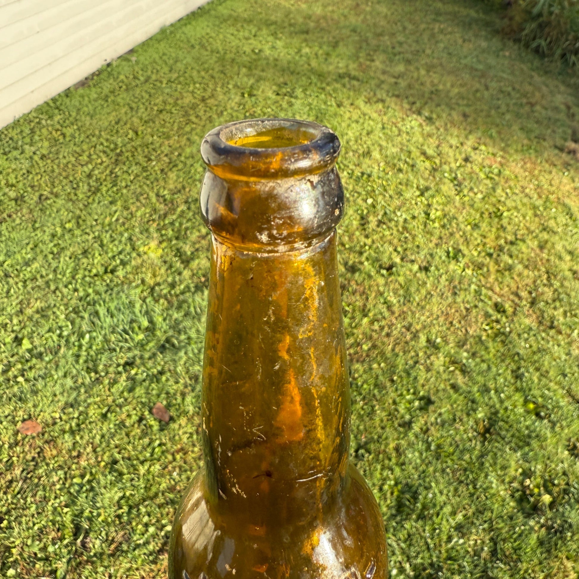 Vintage Hoster Columbus Amber Yellow Beer Bottle 12oz