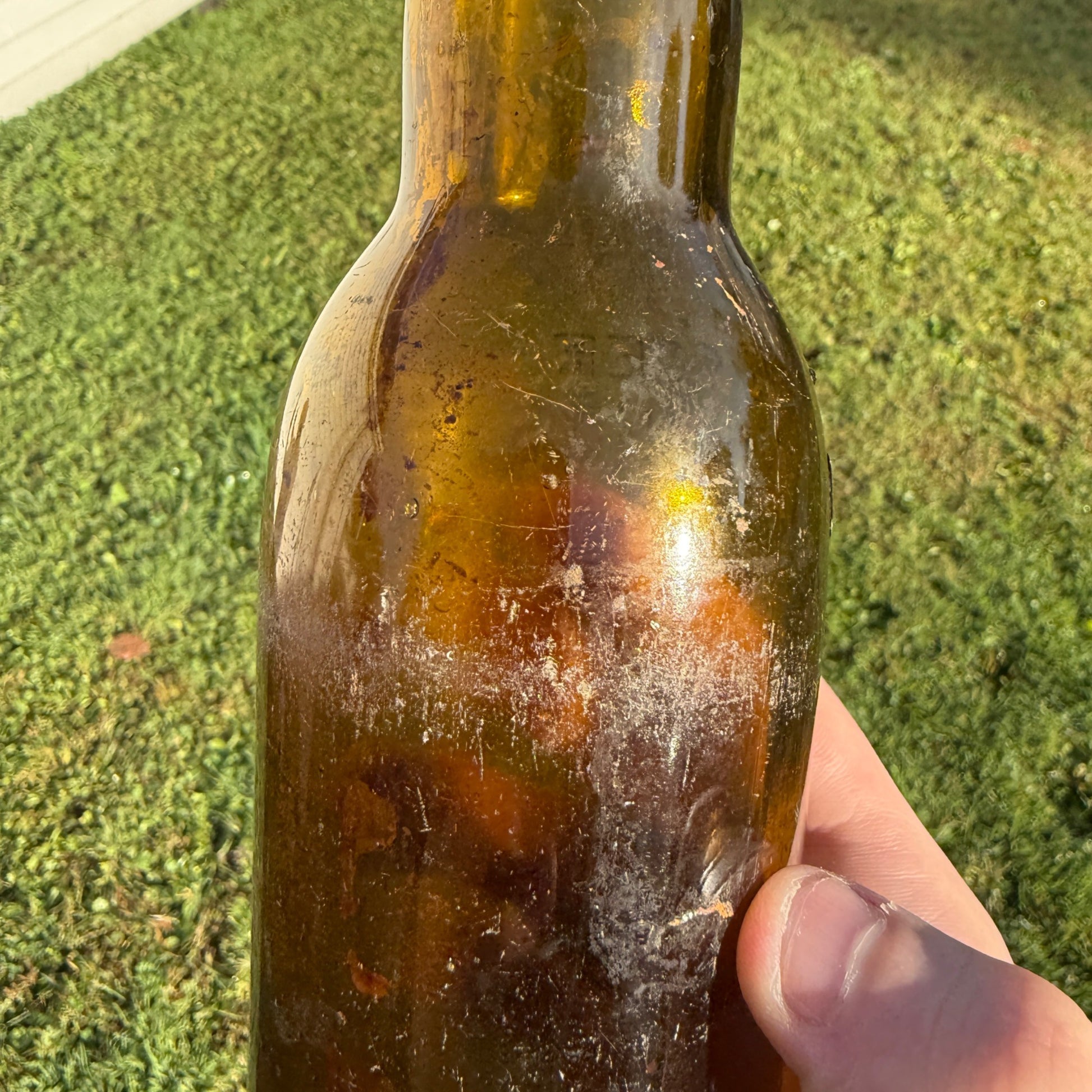 Vintage Hoster Columbus Amber Yellow Beer Bottle 12oz
