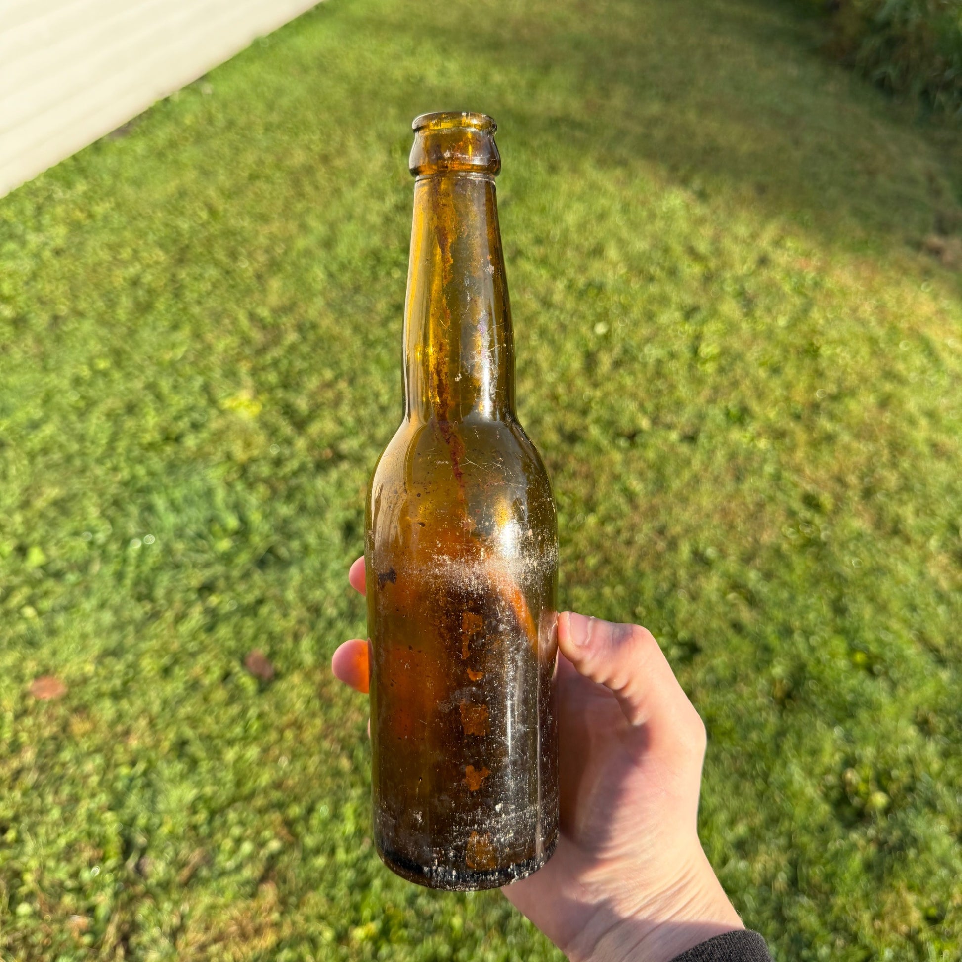 Vintage Hoster Columbus Amber Yellow Beer Bottle 12oz