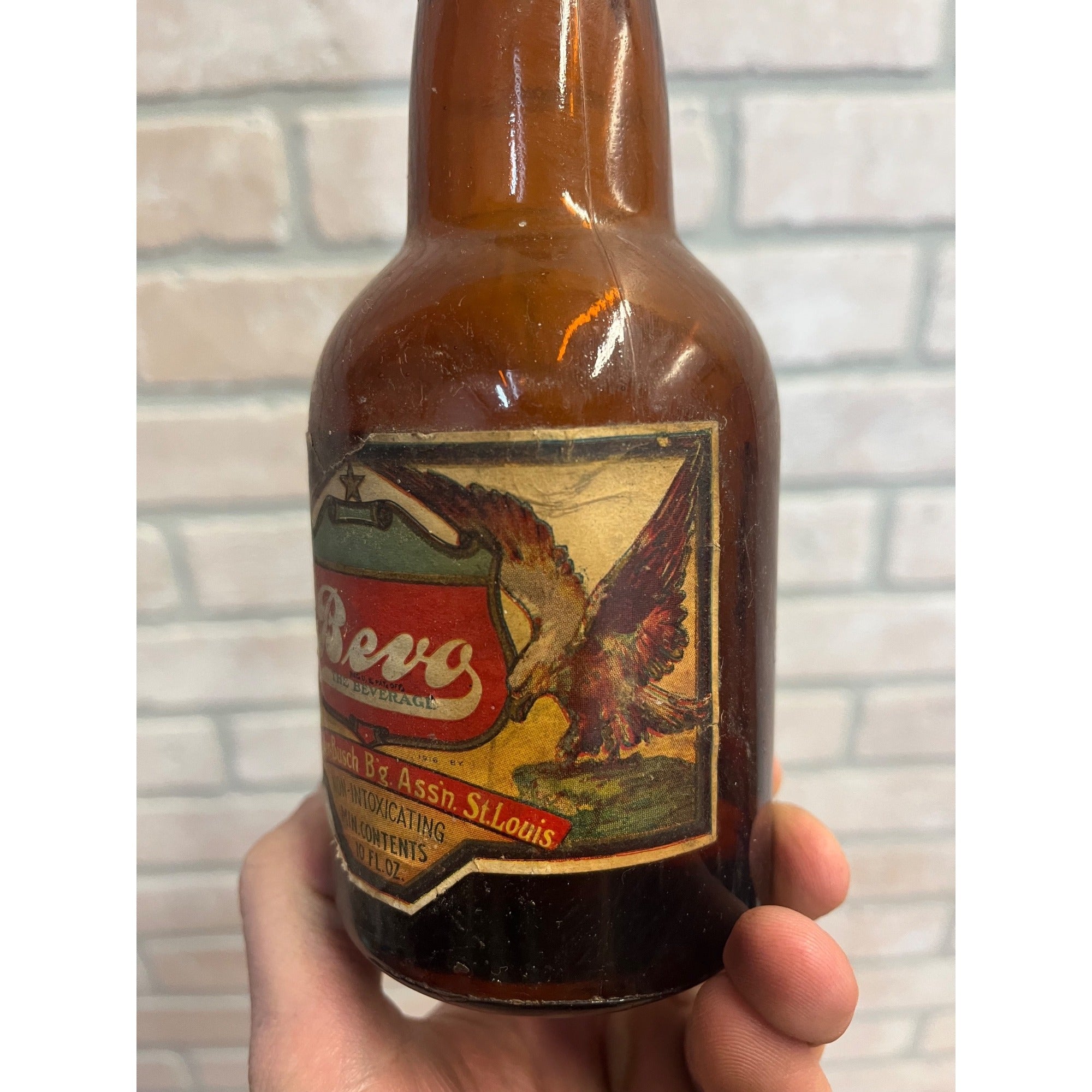 Antique 1920's Anheuser Busch Bevo Non-Intoxicating Beverage Bottle Prohibition