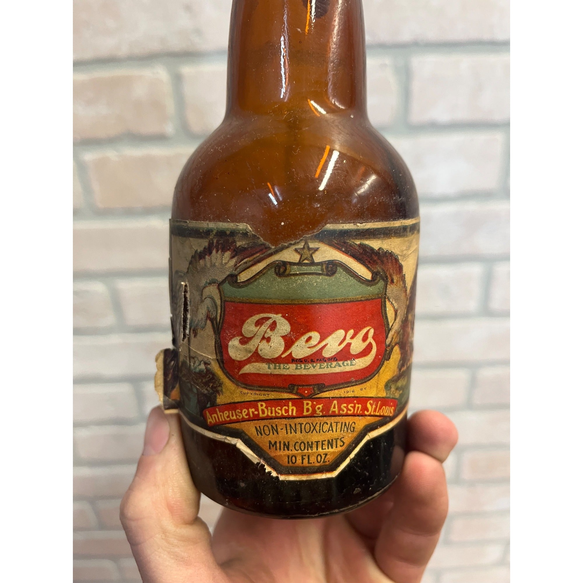 Antique 1920's Anheuser Busch Bevo Non-Intoxicating Beverage Bottle Prohibition