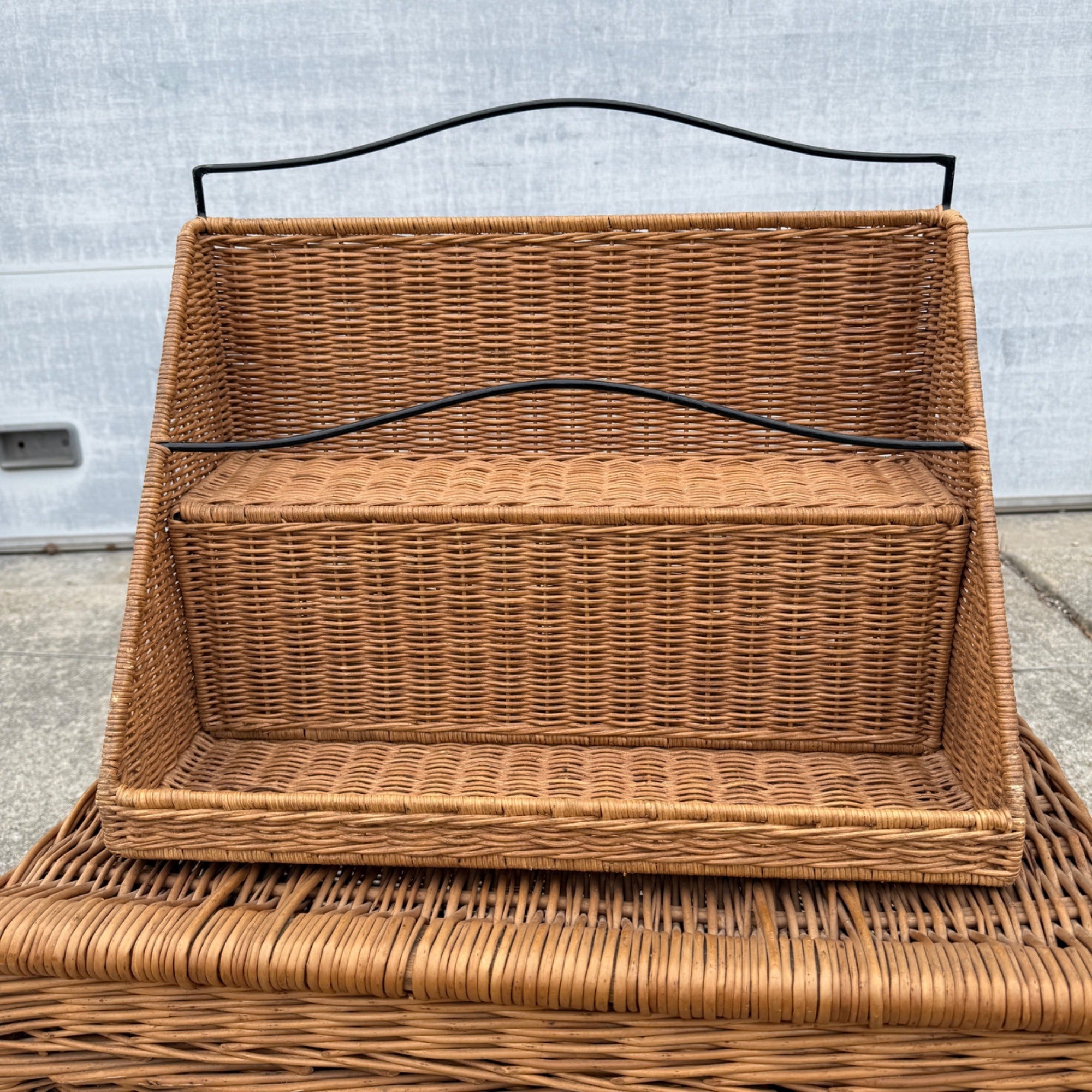 Vintage Two-Tier Wicker Shelf Rack Display