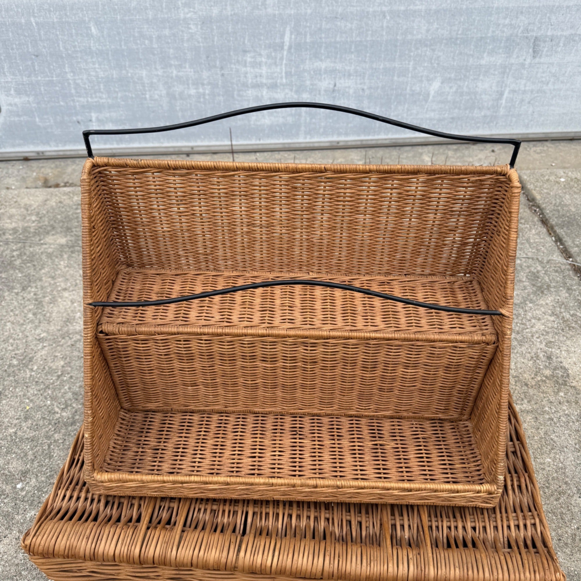 Vintage Two-Tier Wicker Shelf Rack Display
