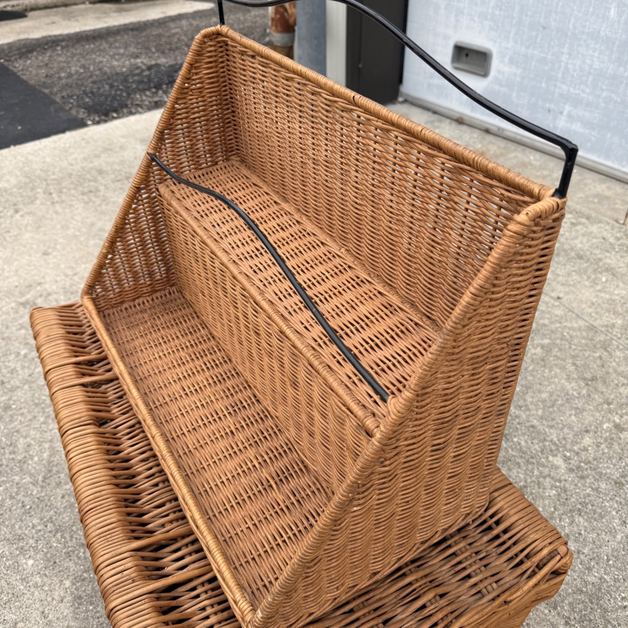 Vintage Two-Tier Wicker Shelf Rack Display