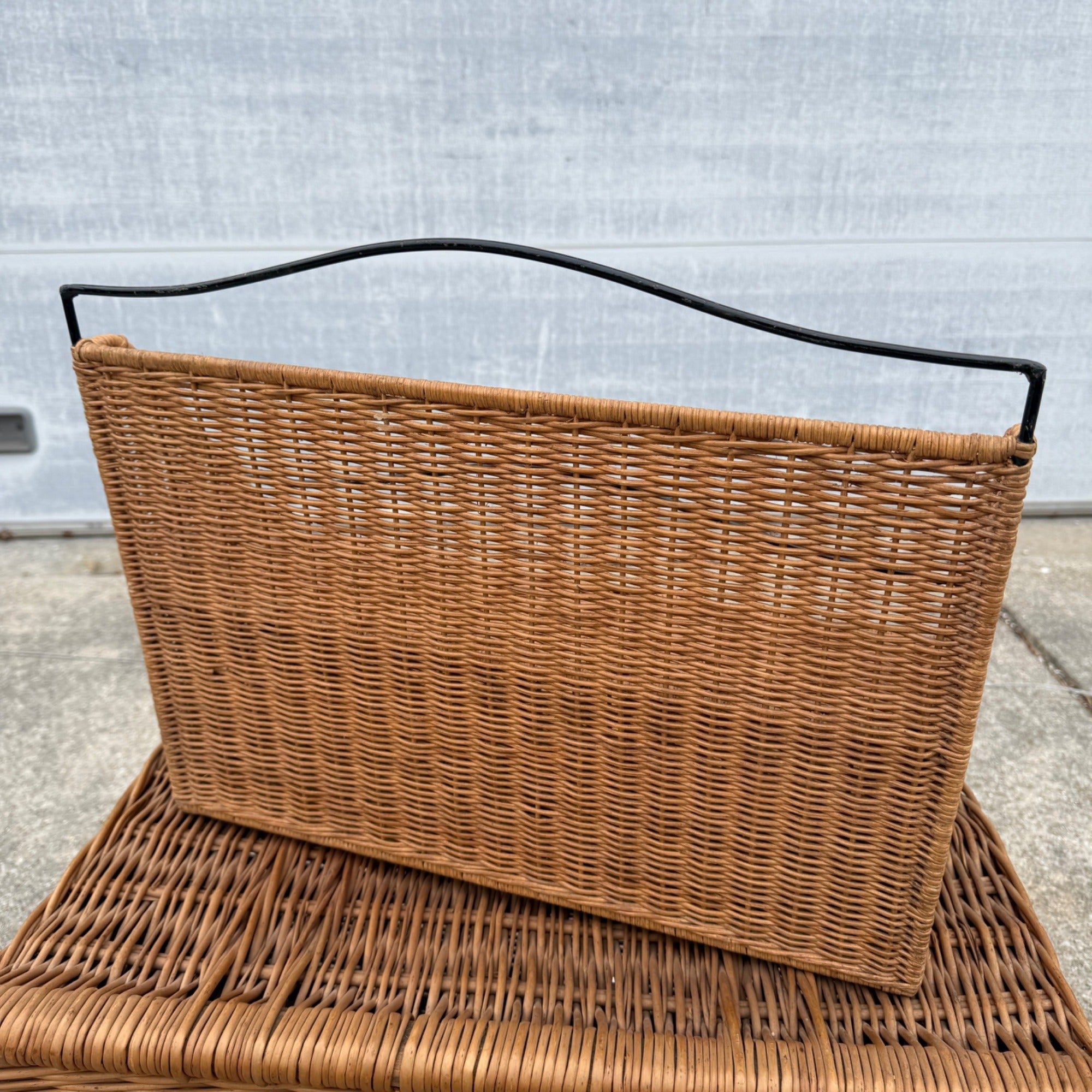 Vintage Two-Tier Wicker Shelf Rack Display