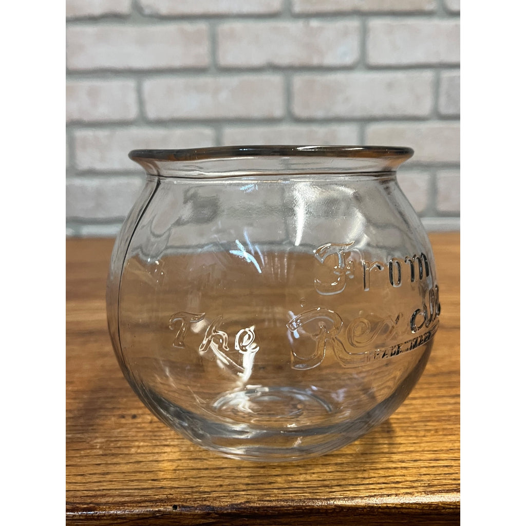 Antique Embossed Glass Rexall Store Apothecary Leech / Fish Bowl or Candy Jar