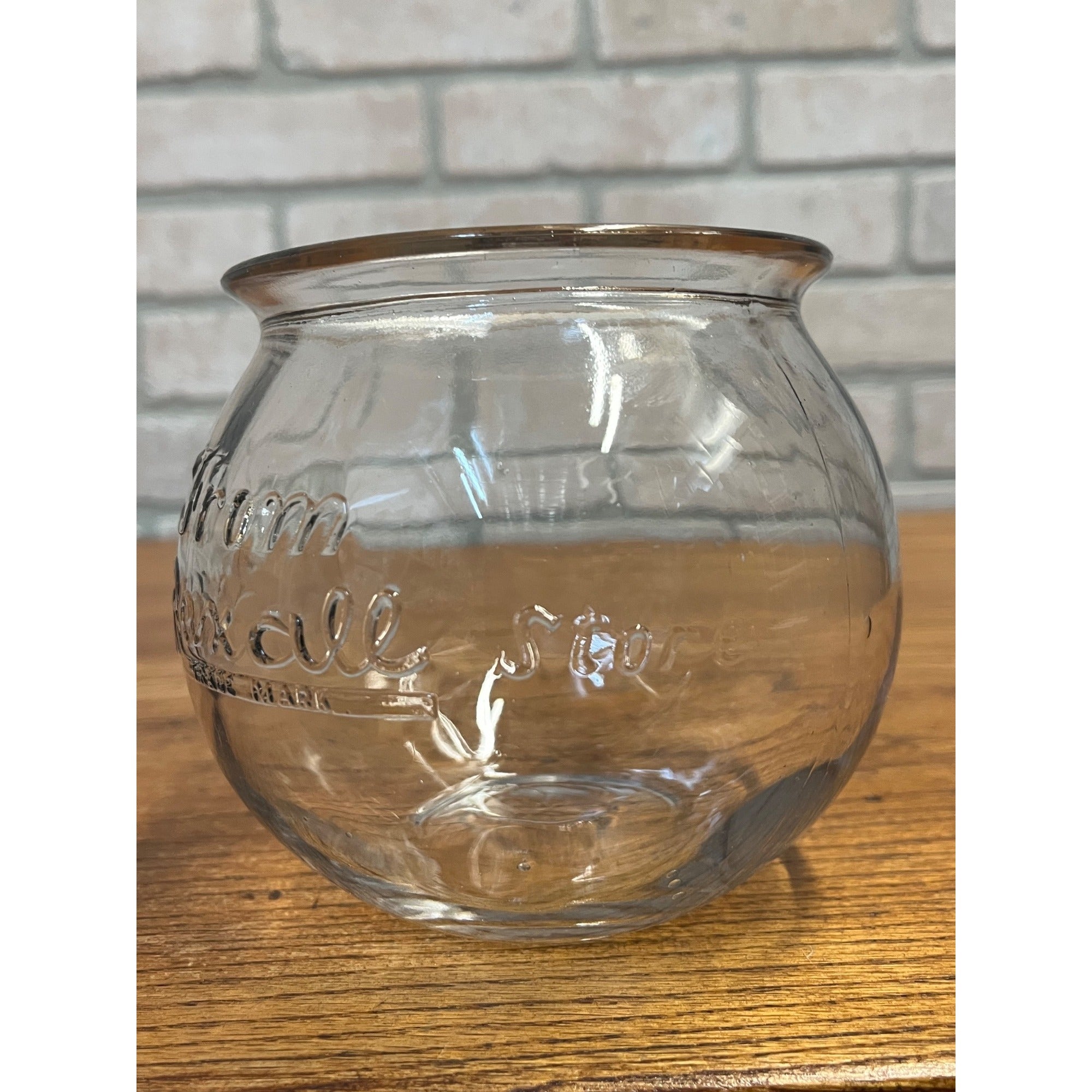 Antique Embossed Glass Rexall Store Apothecary Leech / Fish Bowl or Candy Jar