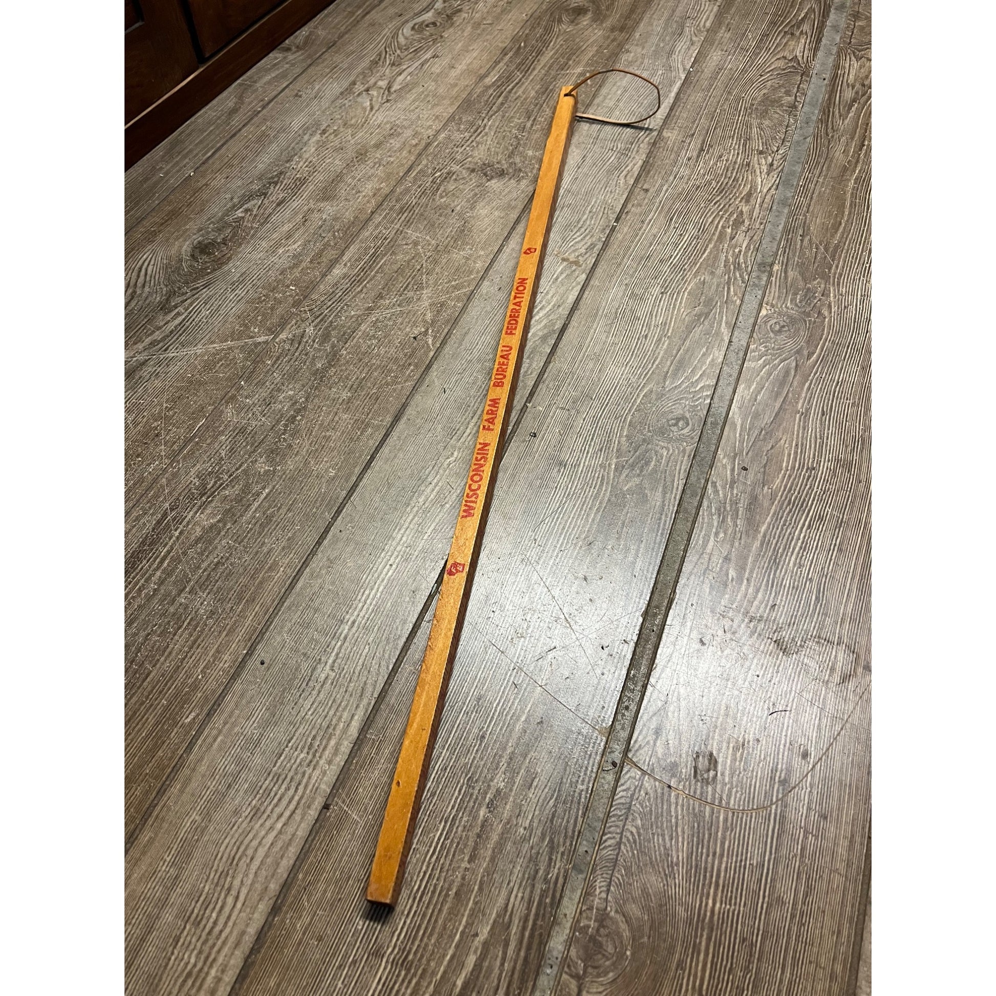Vintage Wisconsin Farm Bureau 36" Measuring Yardstick Wooden Walking Stick