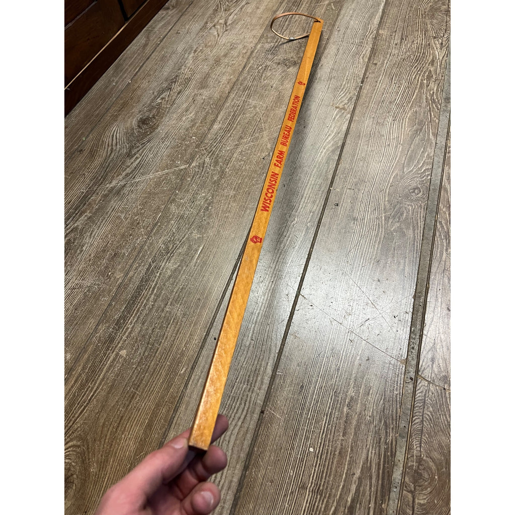 Vintage Wisconsin Farm Bureau 36" Measuring Yardstick Wooden Walking Stick