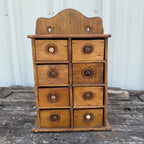 Antique Primitive 8-Drawer Spice Cabinet Wall Hanging Farmhouse Apothecary Cupboard