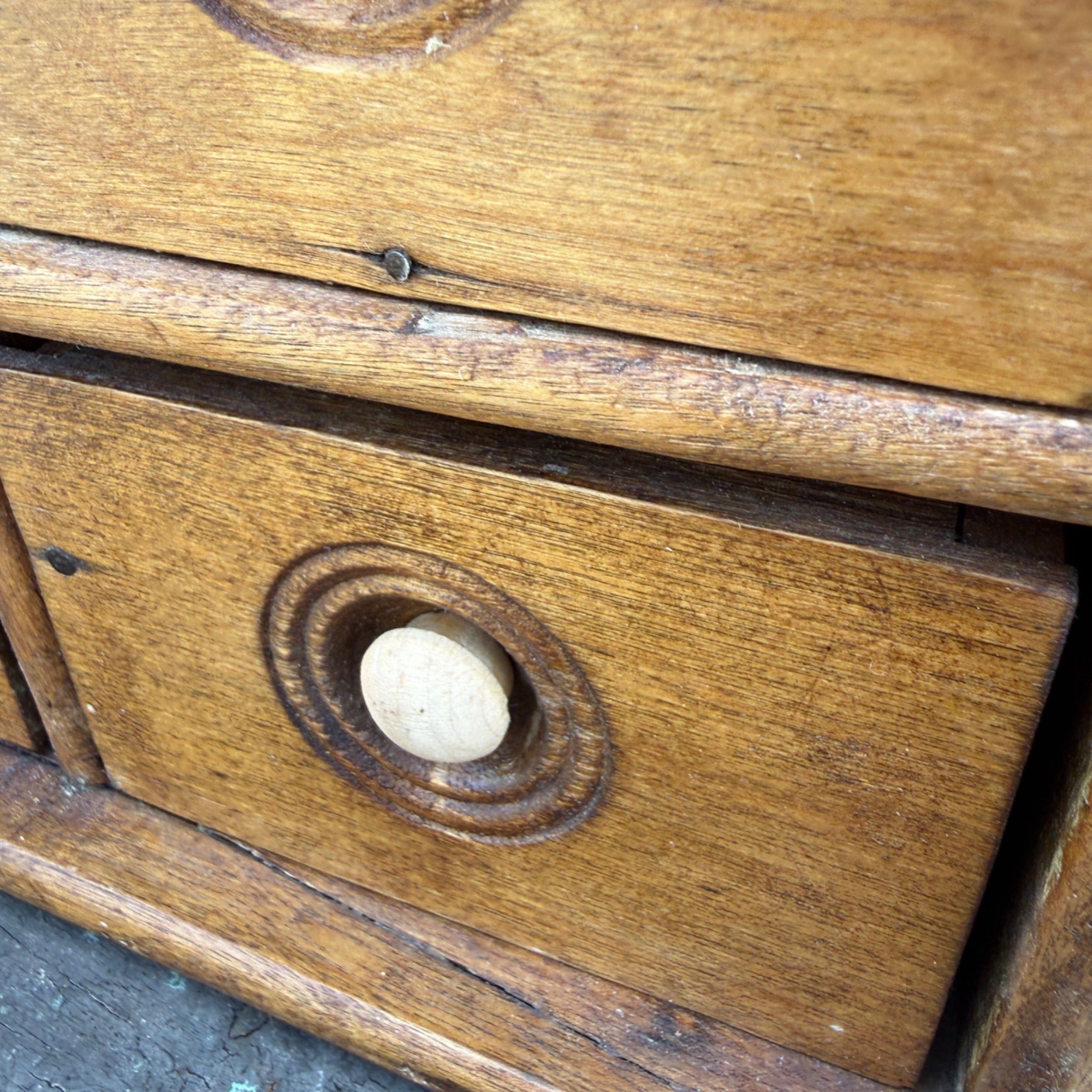 Antique Primitive 8-Drawer Spice Cabinet Wall Hanging Farmhouse Apothecary Cupboard