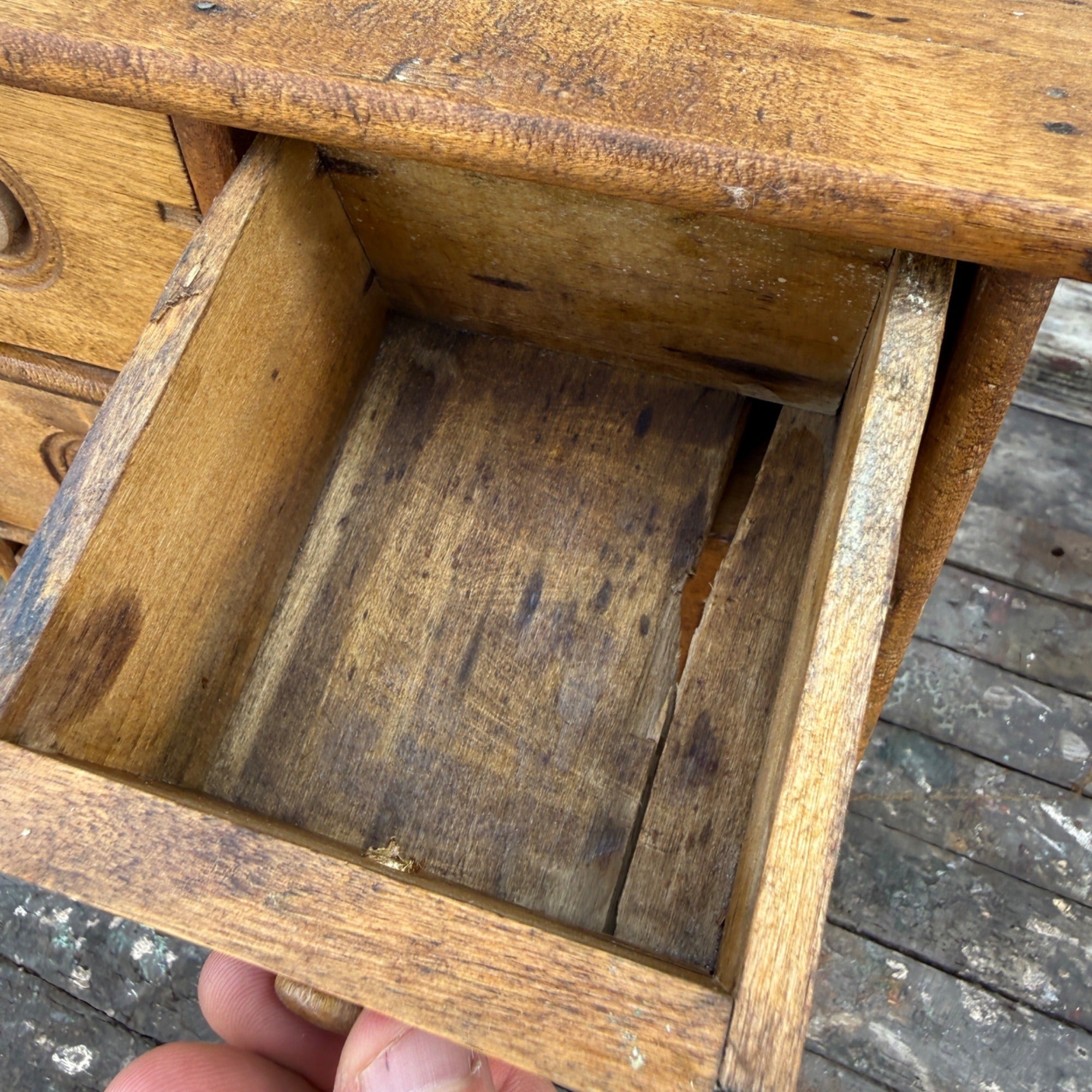 Antique Primitive 8-Drawer Spice Cabinet Wall Hanging Farmhouse Apothecary Cupboard