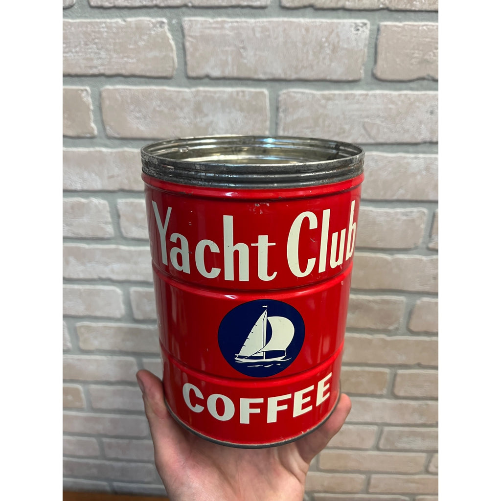 Vintage Yacht Club Coffee Can Metal Tin 2lb Sail Boat Chicago