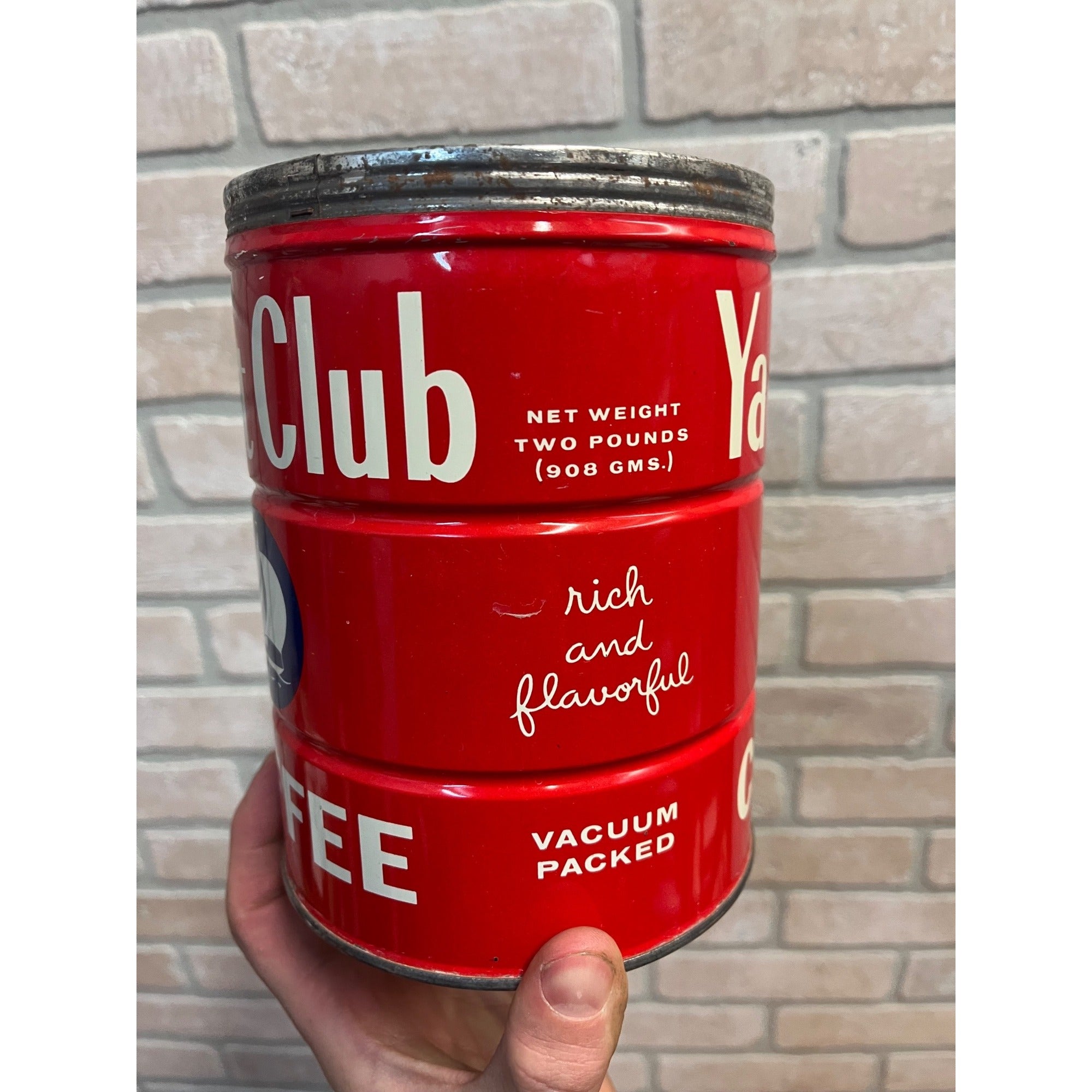 Vintage Yacht Club Coffee Can Metal Tin 2lb Sail Boat Chicago