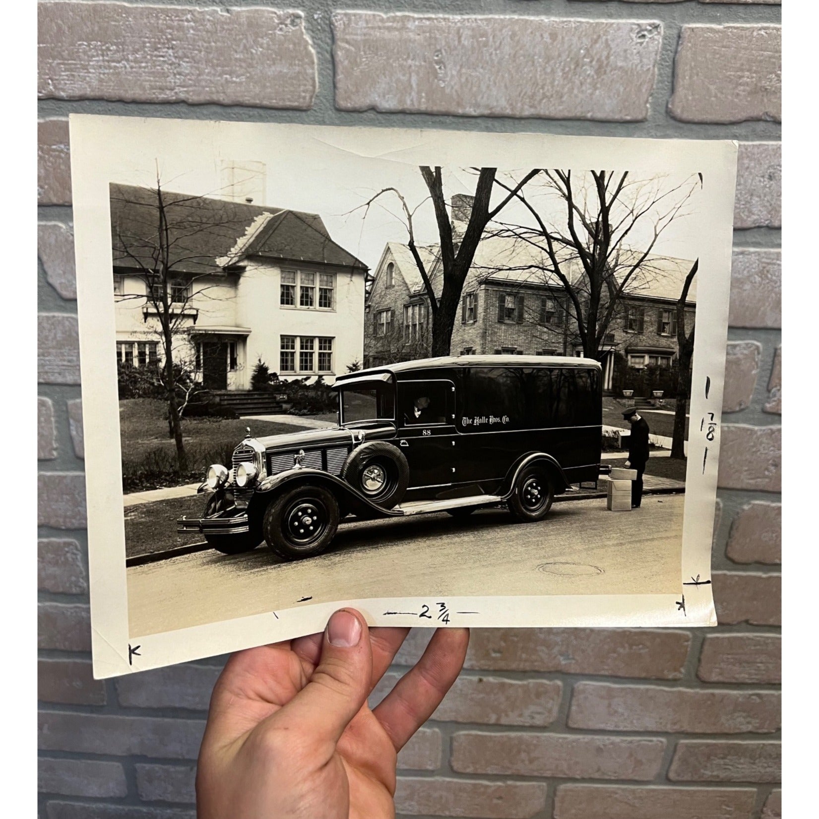 Vintage Original Photograph White Delivery Truck Halle Brothers Store Cleveland