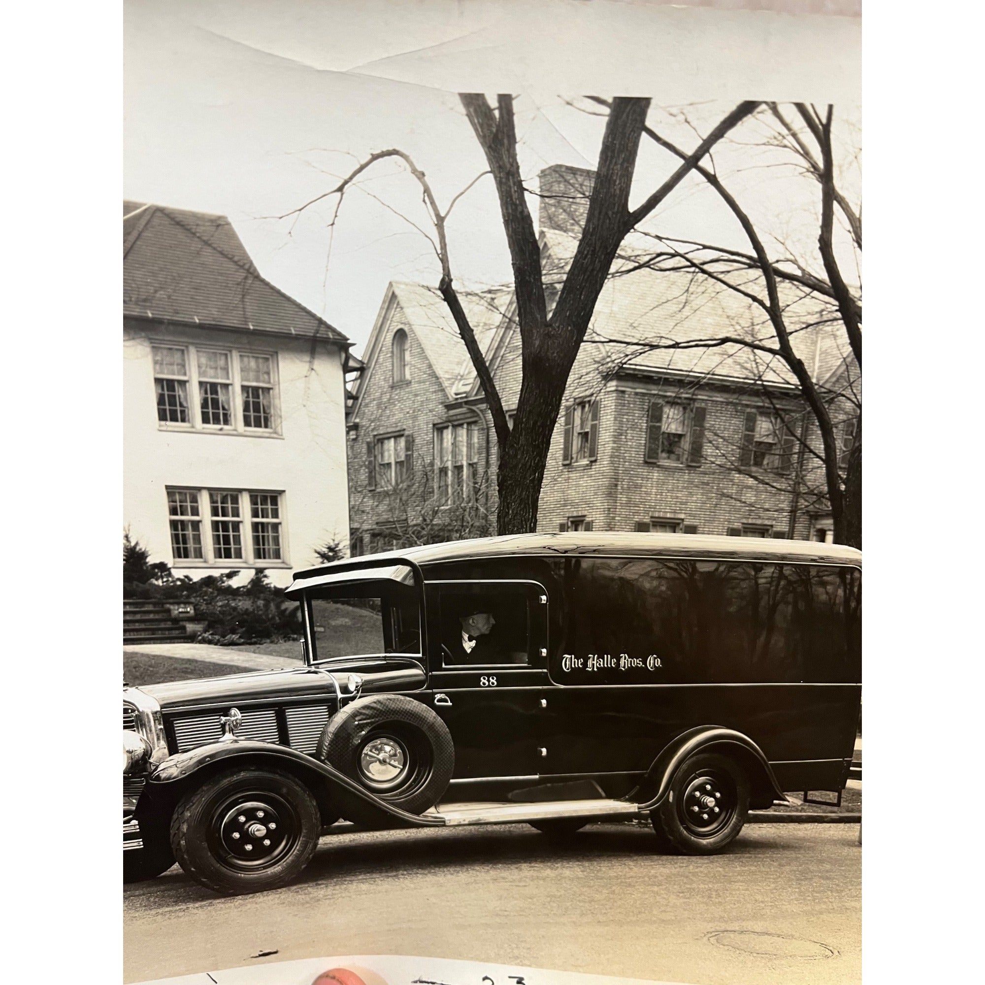 Vintage Original Photograph White Delivery Truck Halle Brothers Store Cleveland