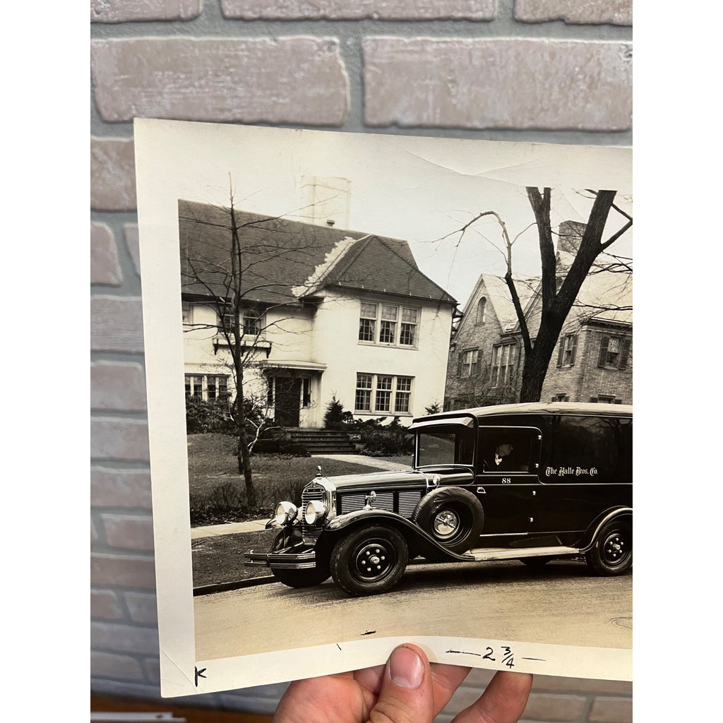 Vintage Original Photograph White Delivery Truck Halle Brothers Store Cleveland