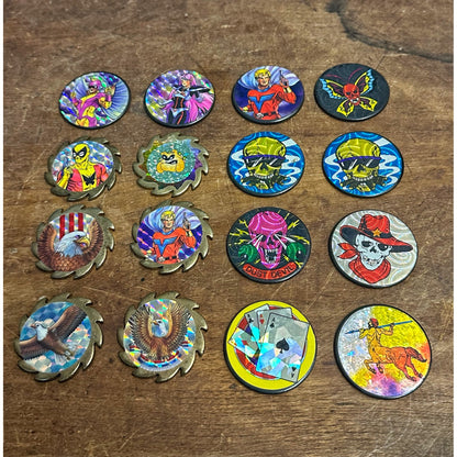 Vintage 1990s POGS Heavy Metal Milk Caps Slammers Holgraphic Stickers Lot