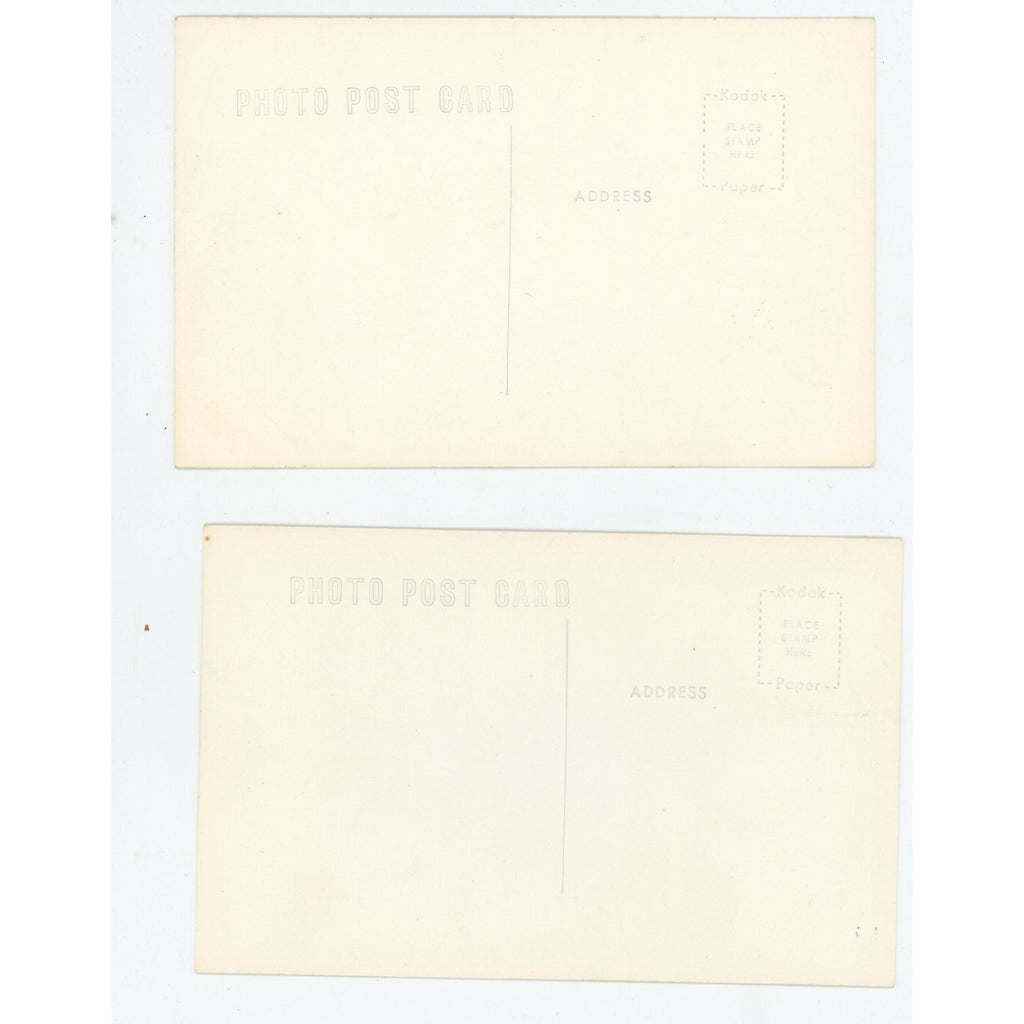 (2) Vintage Three Lakes Wis RPPC Northern Cabin Woods Northernaire Postcards