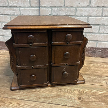 Antique Wooden Oak Sewing Cabinet 6-Drawer Cabinet