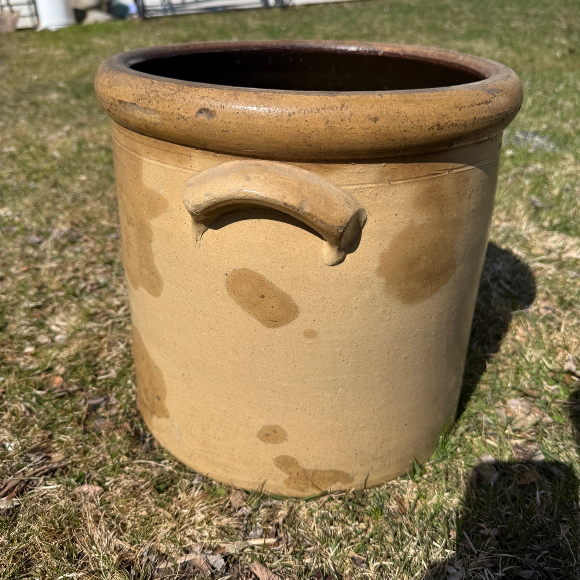 Antique 1800s Vintage Macomb Pottery Illinois Stoneware 4 Gallon Crock Primitive