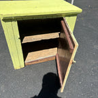 Antique Primitive Wooden Yellow Green Storage Cabinet Cupboard