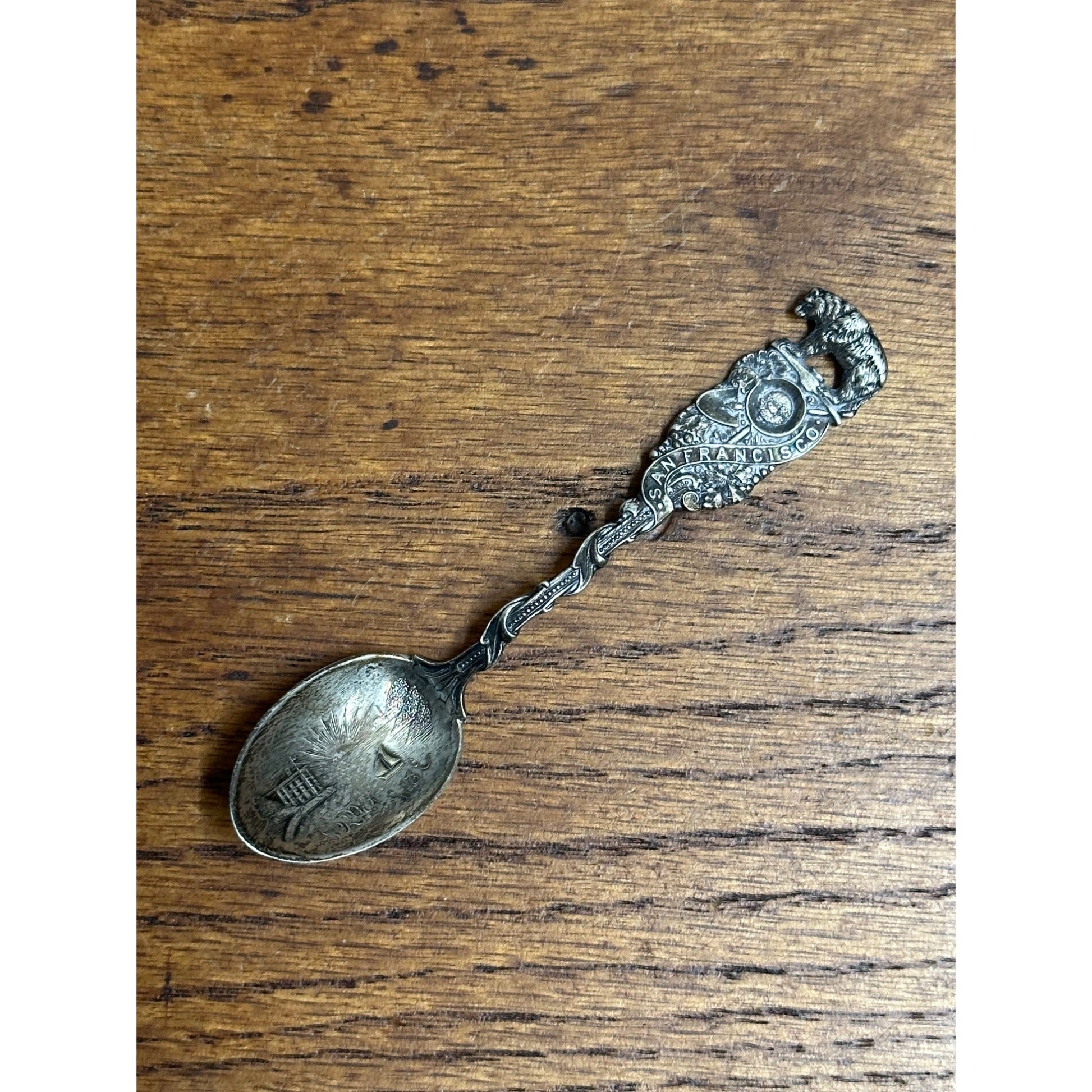 Shreve Sterling Silver Souvenir Spoon San Francisco Golden Gate Bridge Bear