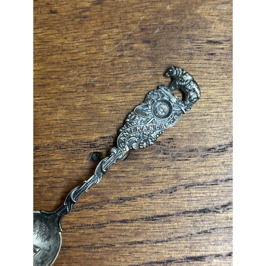 Shreve Sterling Silver Souvenir Spoon San Francisco Golden Gate Bridge Bear