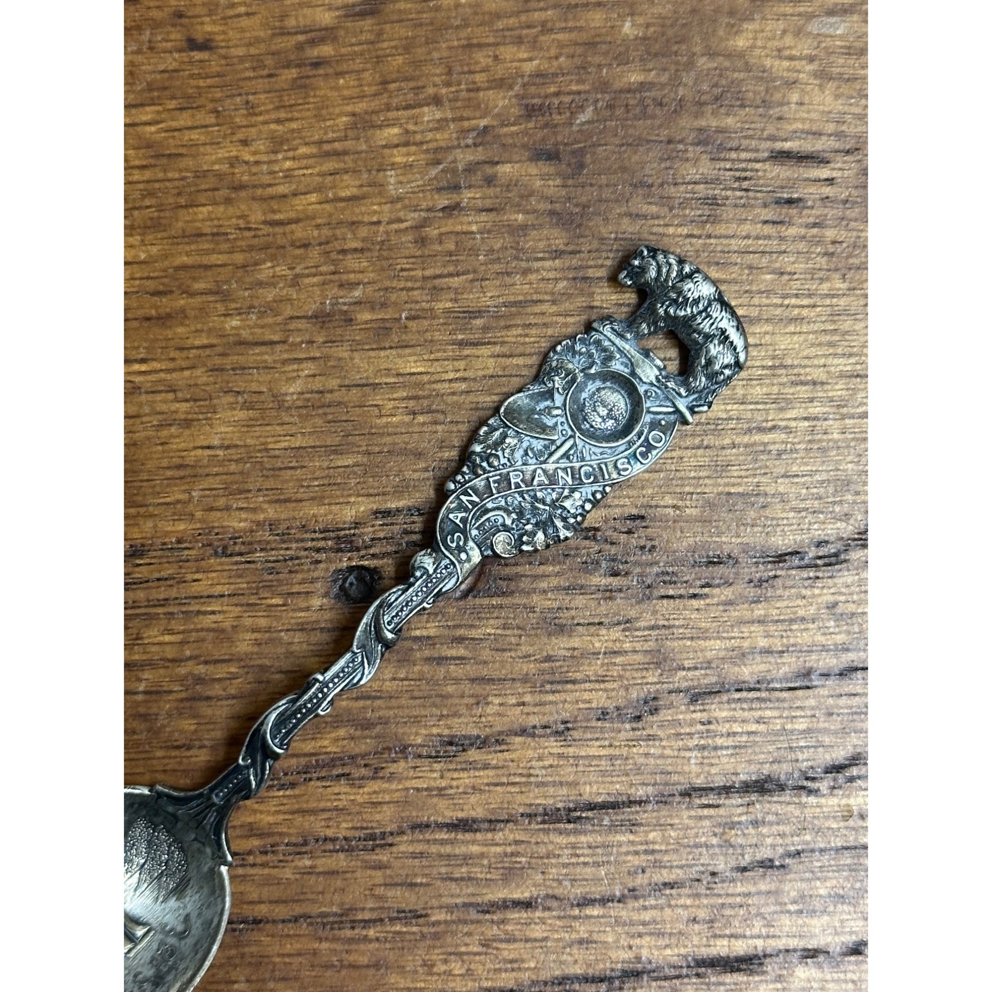 Shreve Sterling Silver Souvenir Spoon San Francisco Golden Gate Bridge Bear