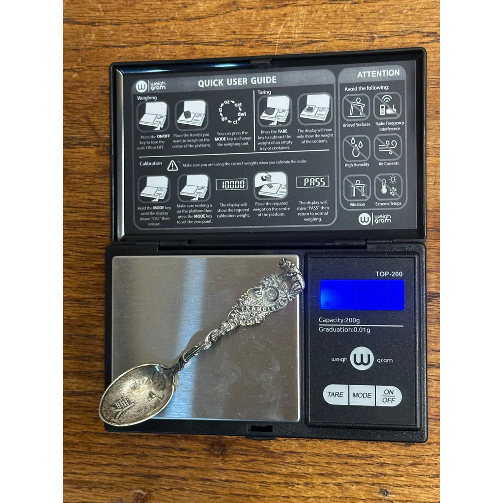 Shreve Sterling Silver Souvenir Spoon San Francisco Golden Gate Bridge Bear