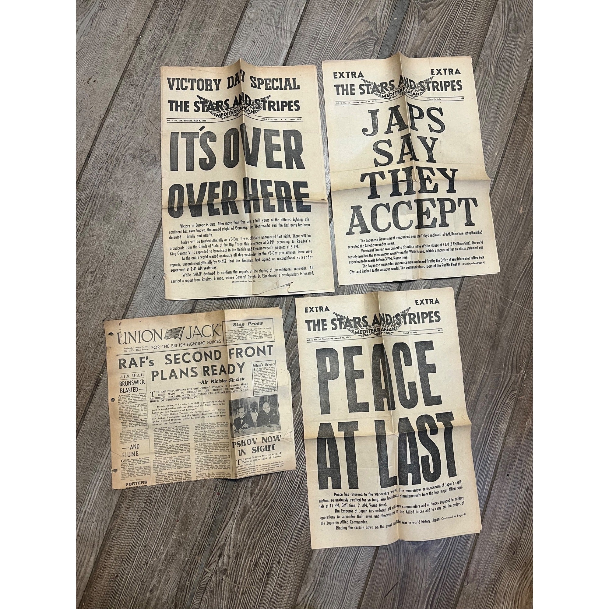 Original Stars & Stripes WWII Newspaper Overseas Newspapers War Over V-Day Victory Lot