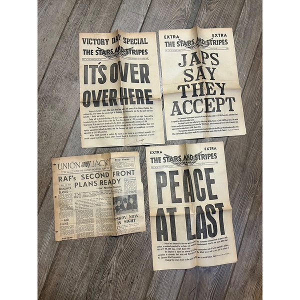 Original Stars & Stripes WWII Newspaper Overseas Newspapers War Over V-Day Victory Lot