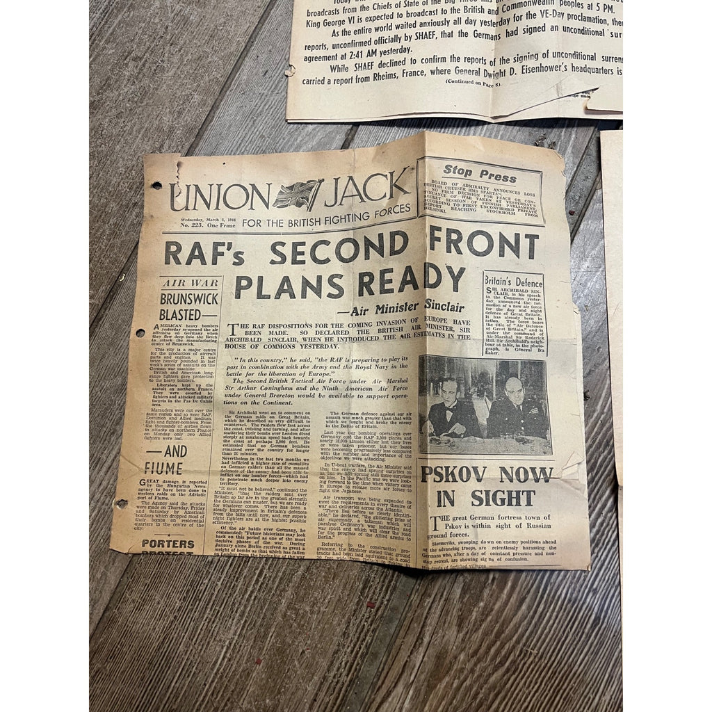 Original Stars & Stripes WWII Newspaper Overseas Newspapers War Over V-Day Victory Lot